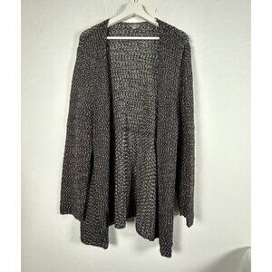 J. Jill Womens Black White Open-Front Textured Knit Cardigan Sweater Size XL